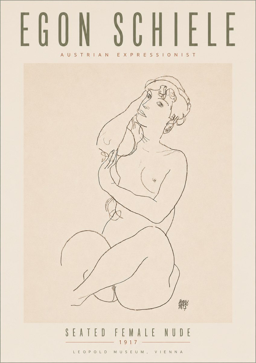 Schiele Seated Female Nude No5 - Plakát