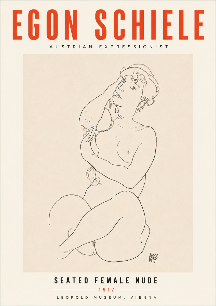 Schiele Seated Female Nude No6 - Plakát