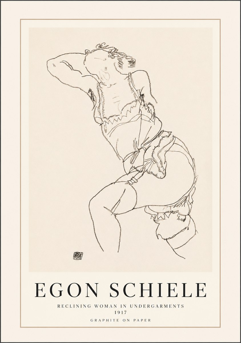 Schiele Reclining Woman in Undergarments No1 - Plakát
