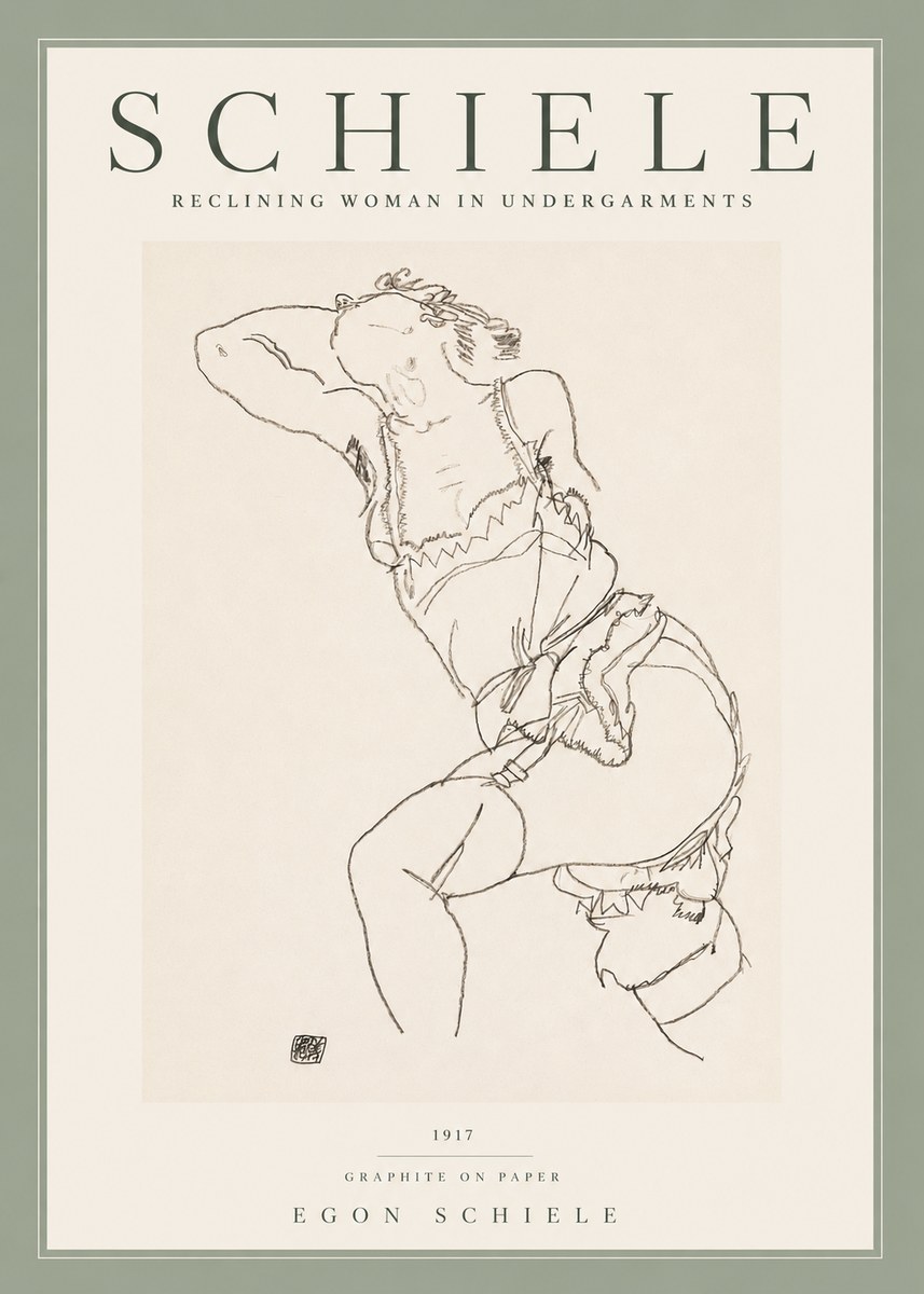 Schiele Reclining Woman in Undergarments No2 - Plakát