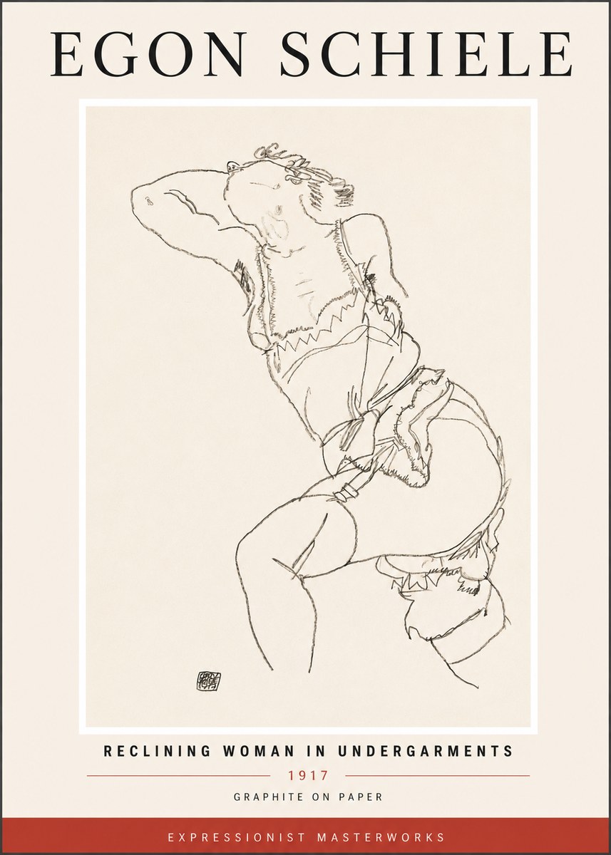 Schiele Reclining Woman in Undergarments No4 - Plakát