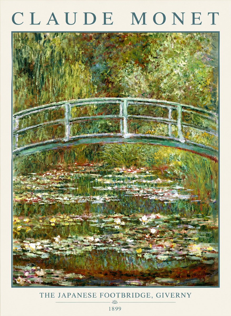 Monet The Japanese Footbridge, Giverny No4 - Plakát
