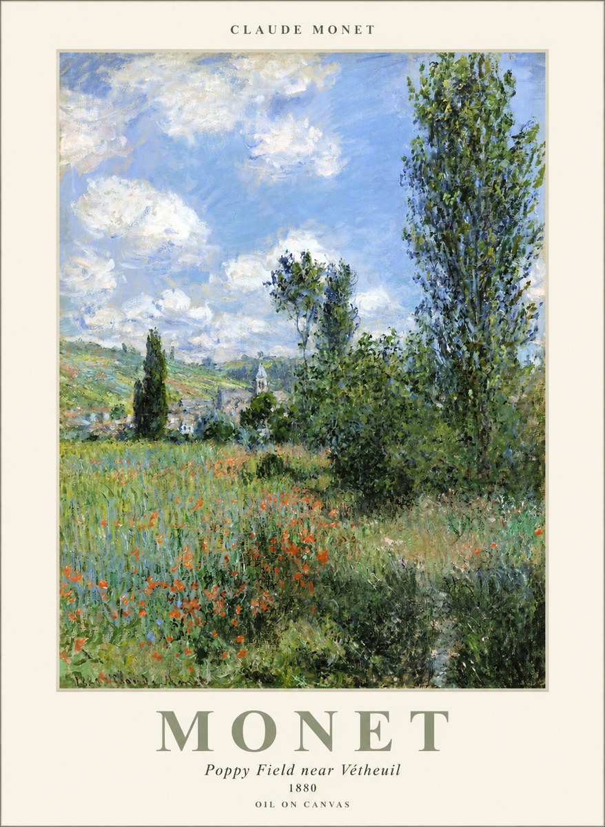 Monet Poppy Field Near Vétheuil No1 - Plakát
