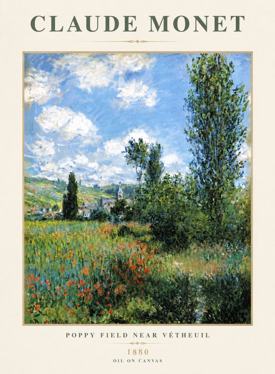 Monet Poppy Field Near Vétheuil No3 - Plakát