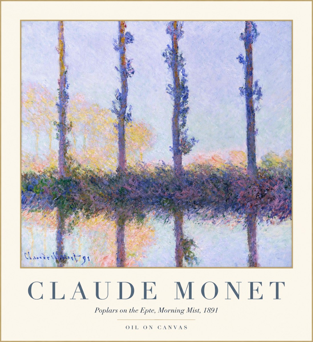 Monet Poplars on the Epte, Morning Mist, 1891 No1 - Plakát