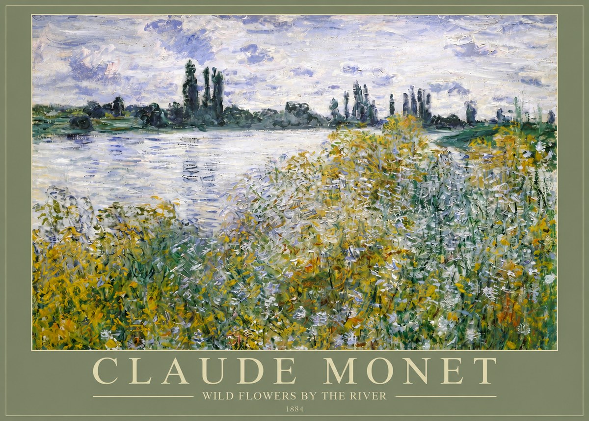 Monet Wild Flowers by the River No2 - Plakát