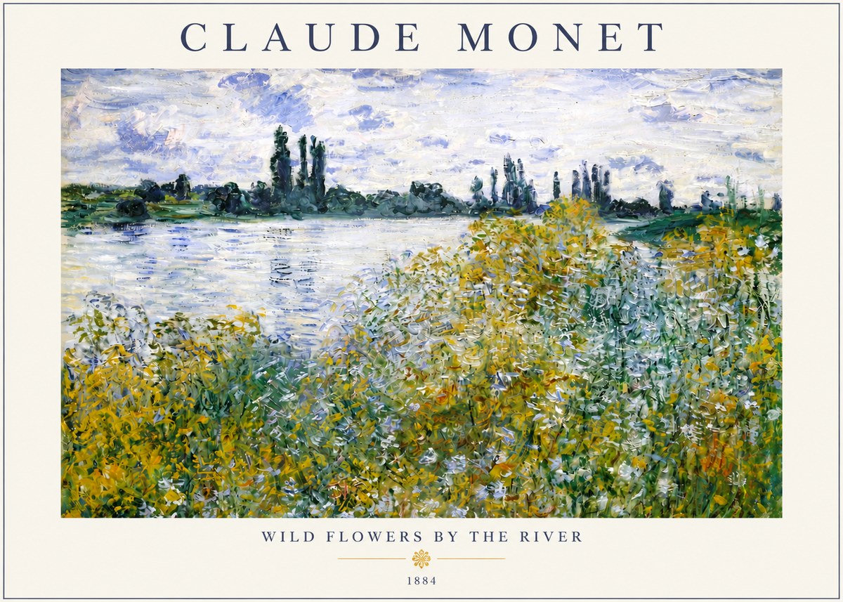 Monet Wild Flowers by the River No3 - Plakát