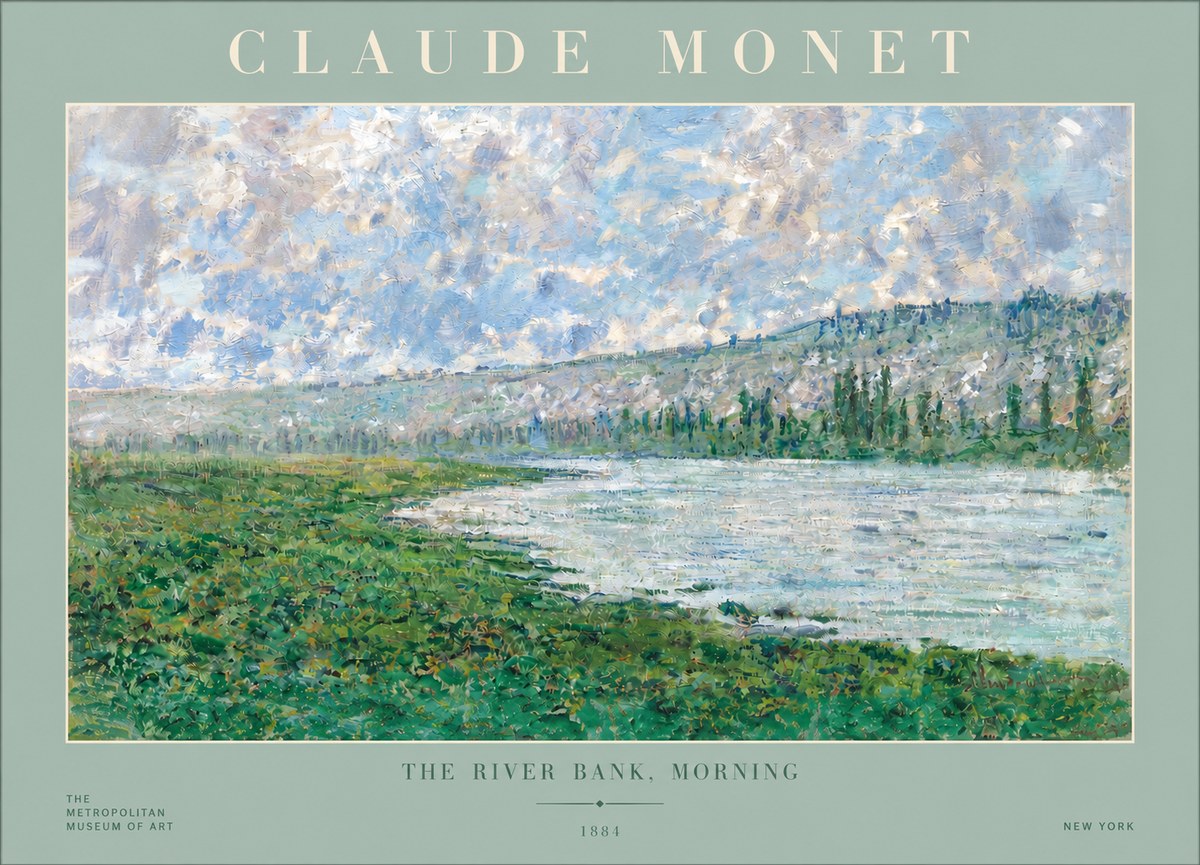 Monet The River Bank, Morning No3 - Plakát