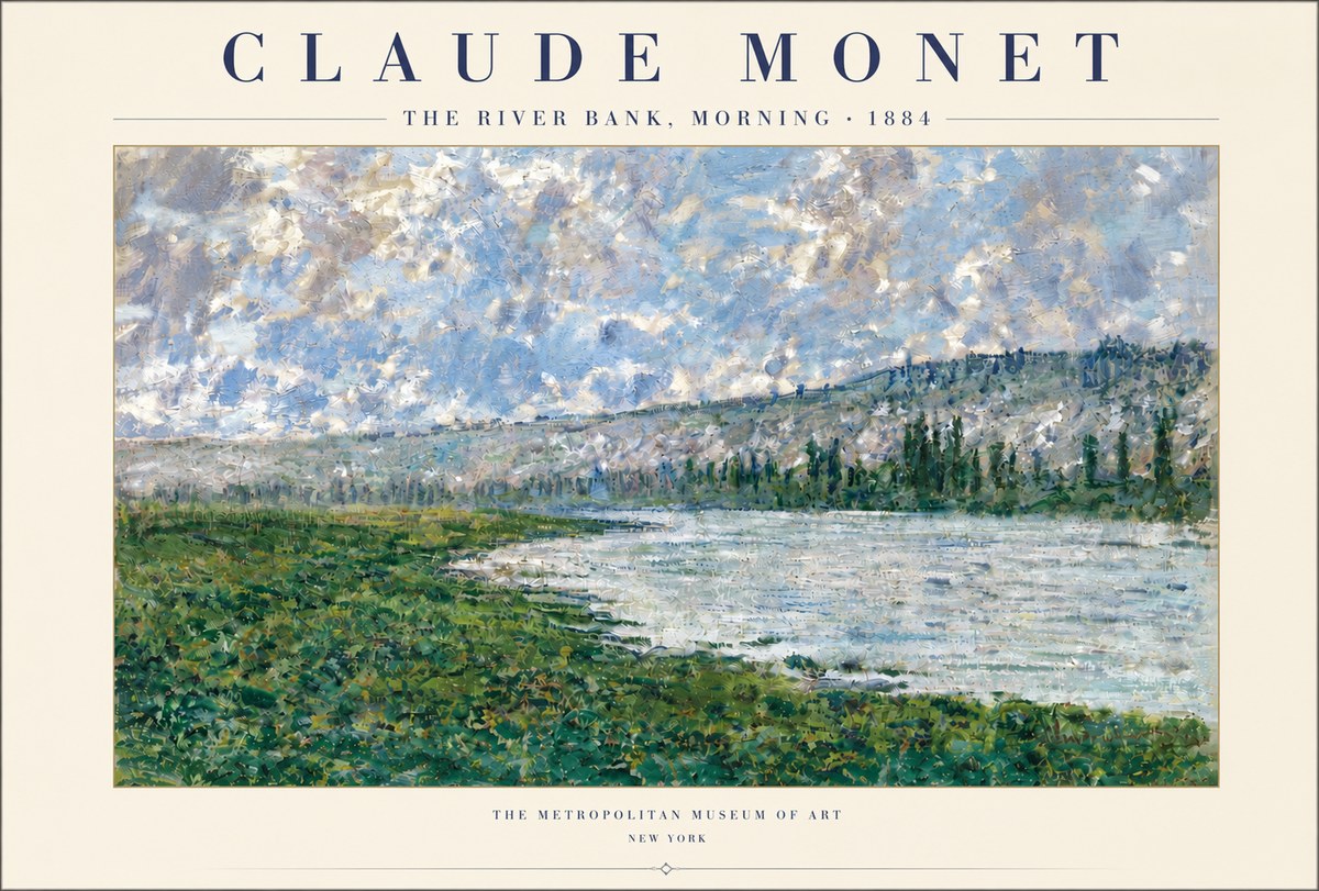 Monet The River Bank, Morning No4 - Plakát
