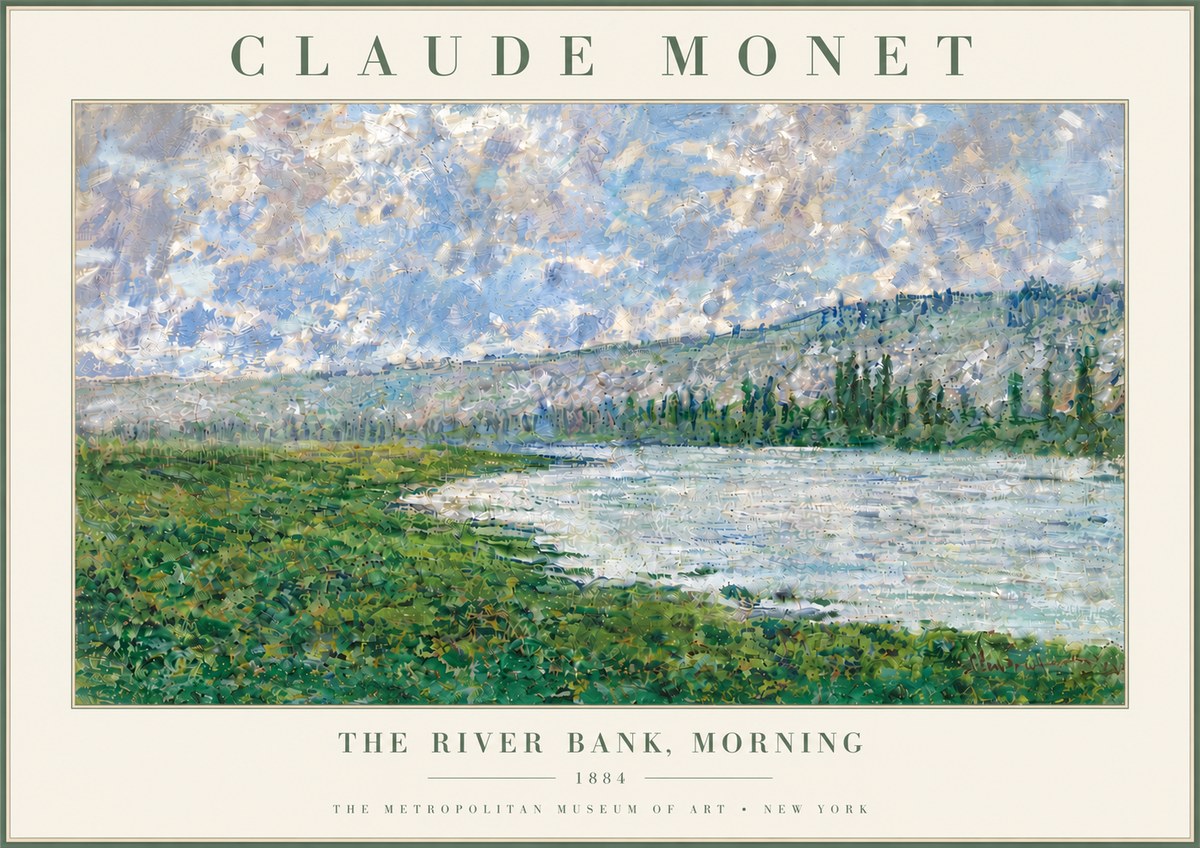 Monet The River Bank, Morning No6 - Plakát