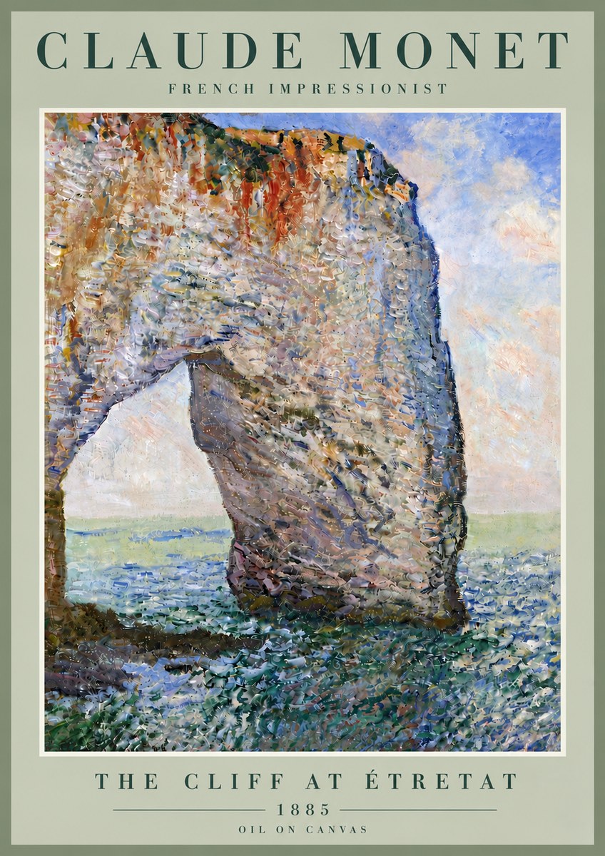 Monet The Cliff at Étretat No5 - Plakát