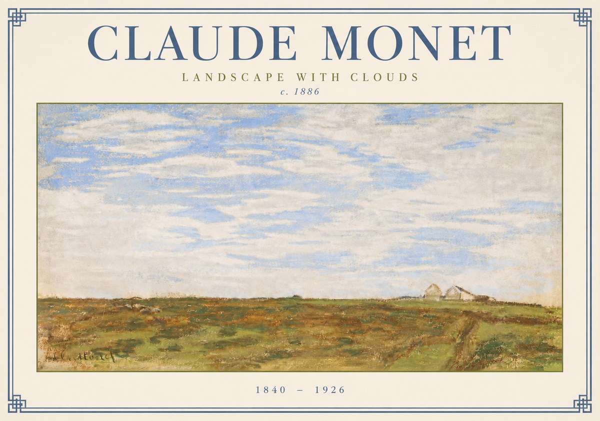 Monet Landscape with Clouds No3 - Plakát