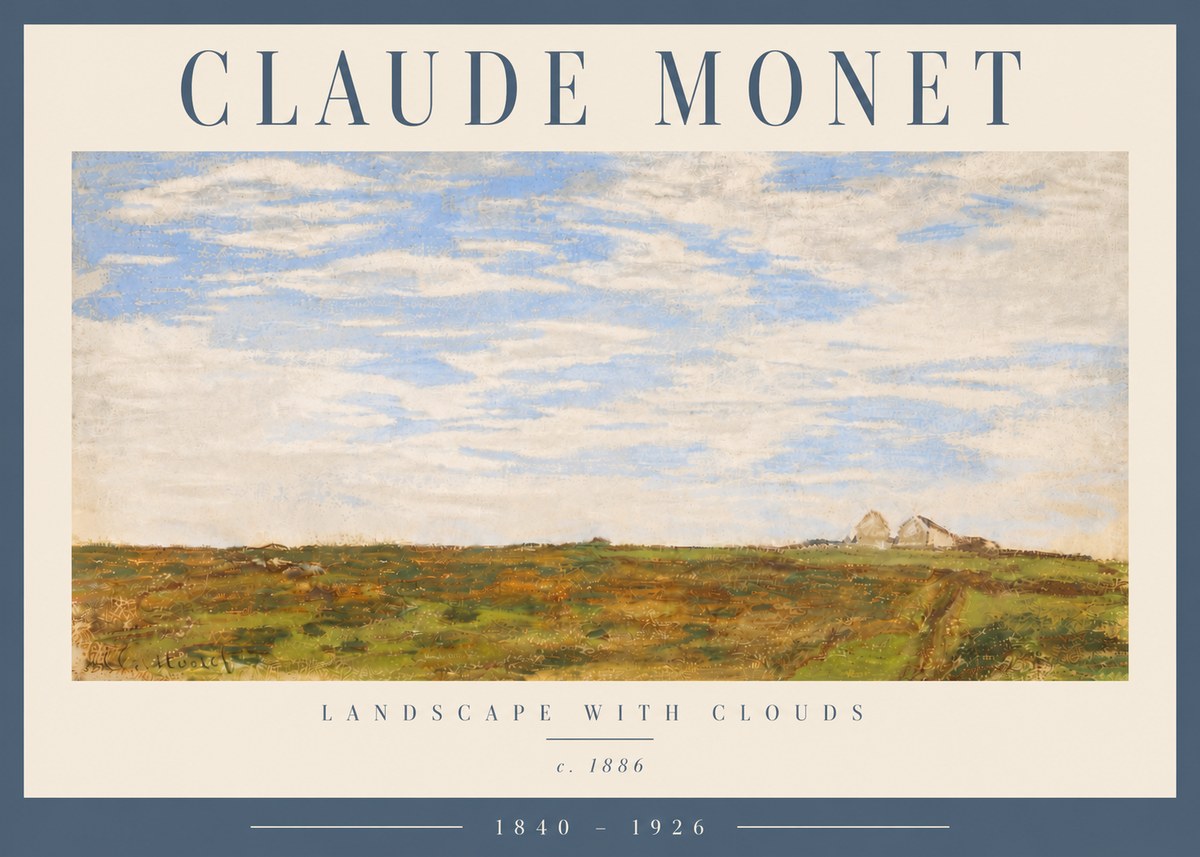 Monet Landscape with Clouds No5 - Plakát