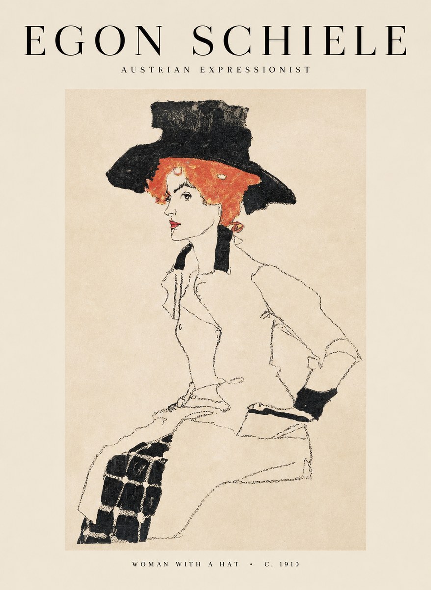 Schiele Woman with a Hat No1 - Plakát