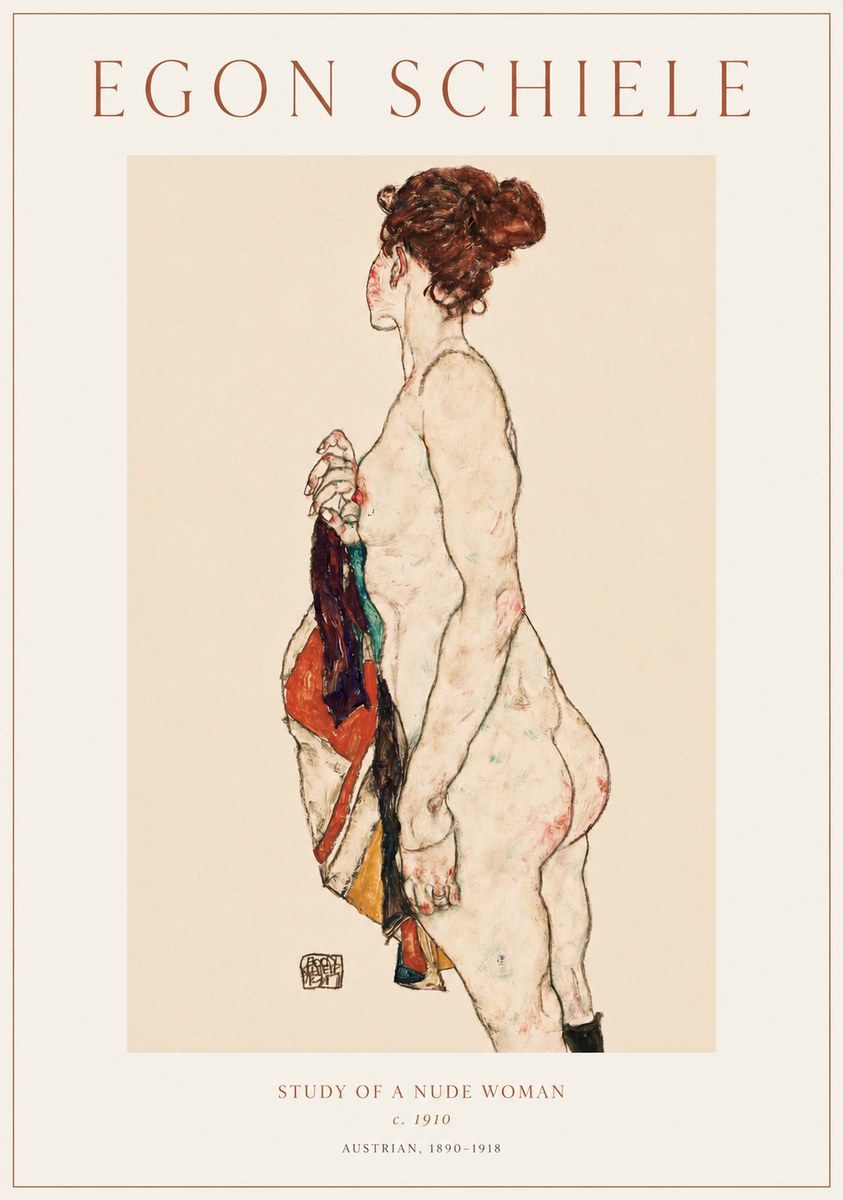 Schiele Study of a Nude Woman No1 - Plakát