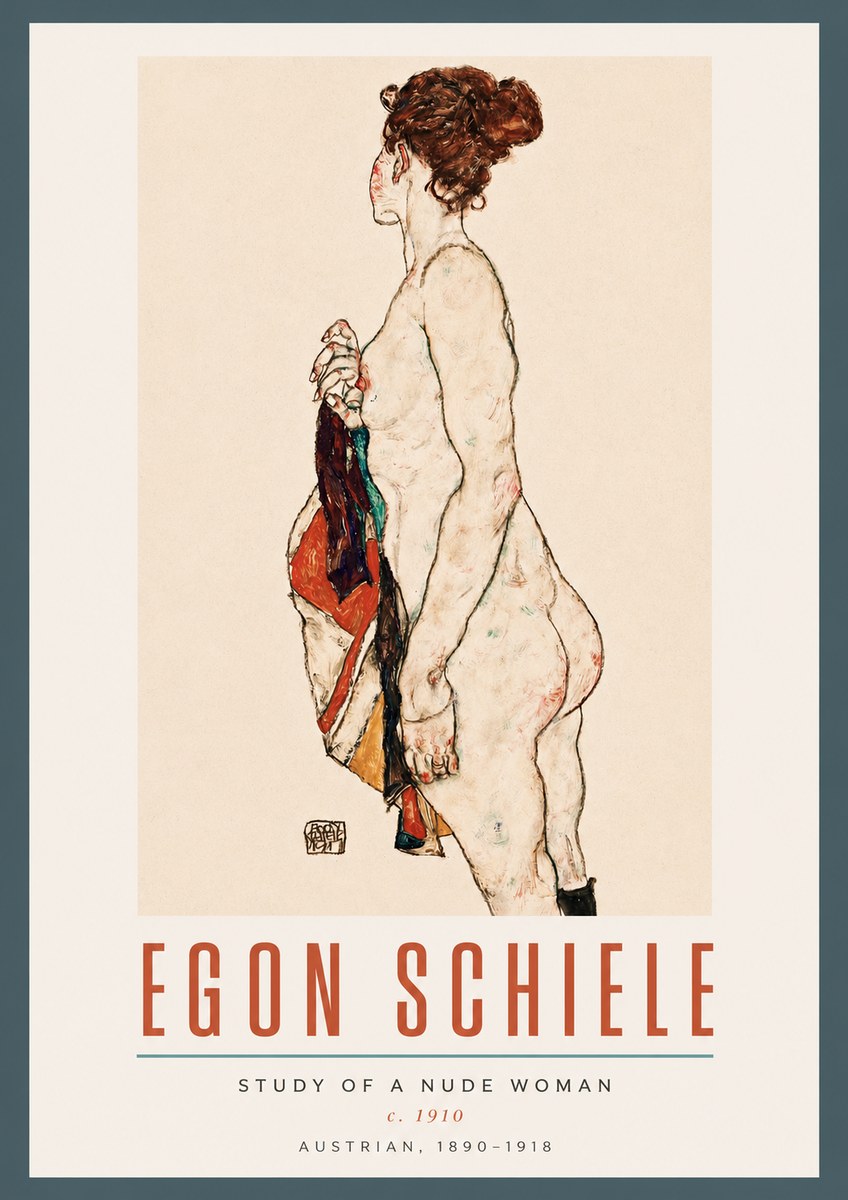 Schiele Study of a Nude Woman No2 - Plakát