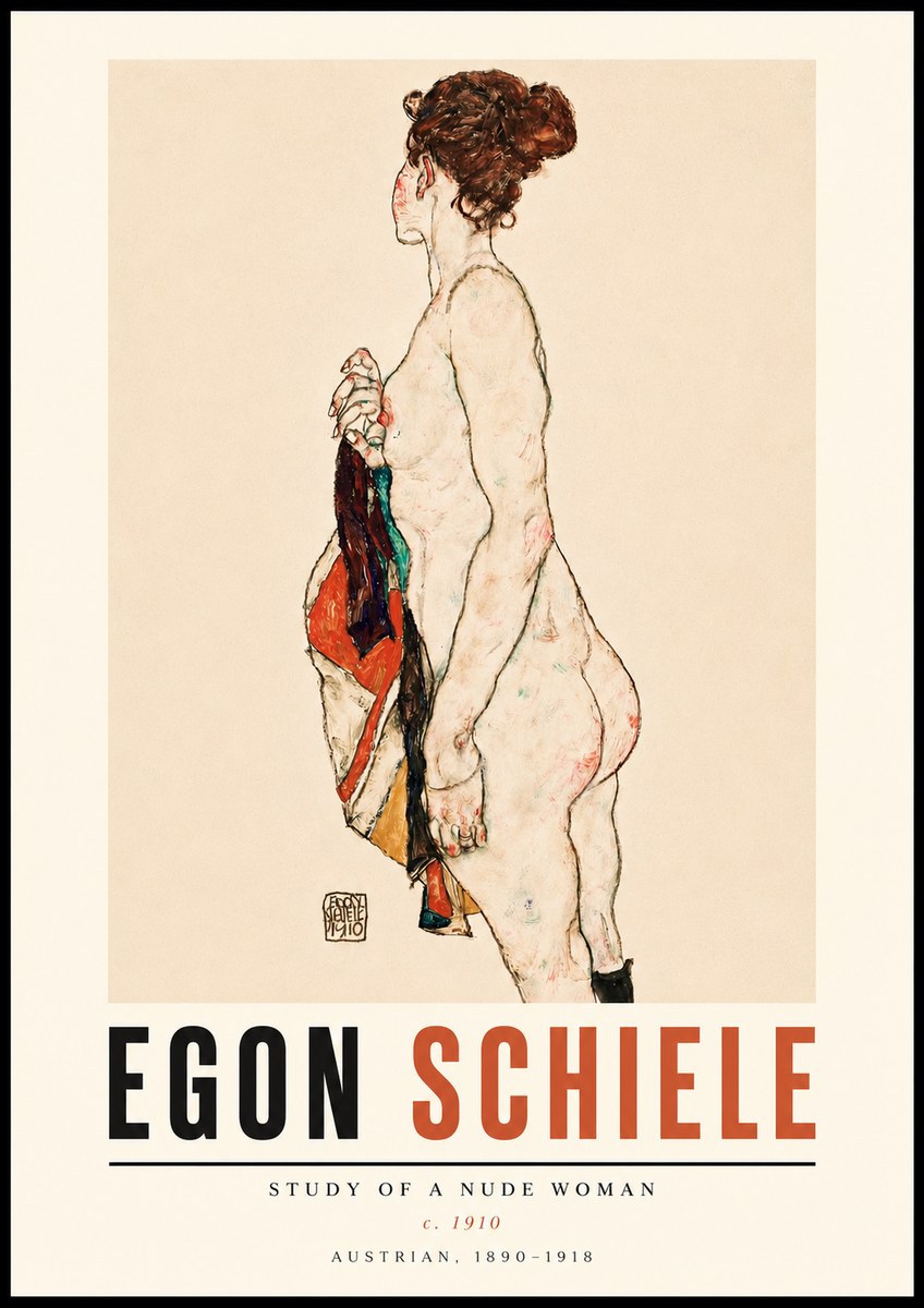 Schiele Study of a Nude Woman No3 - Plakát