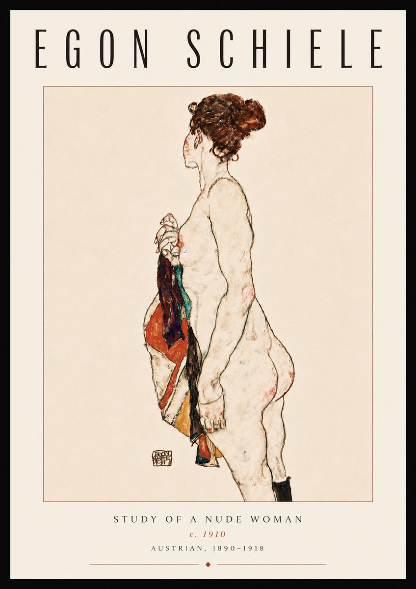 Schiele Study of a Nude Woman No6 - Plakát