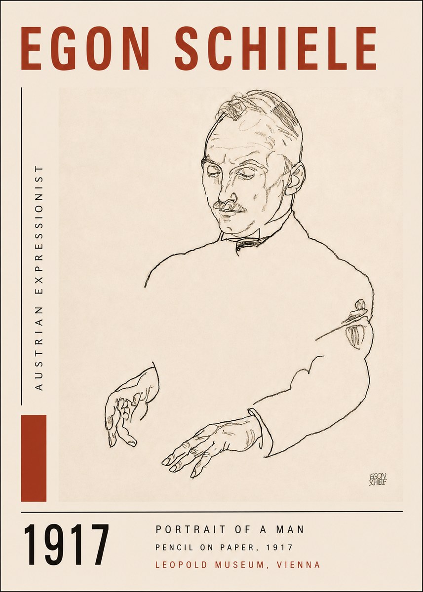 Schiele Portrait of a Man No5 - Plakát