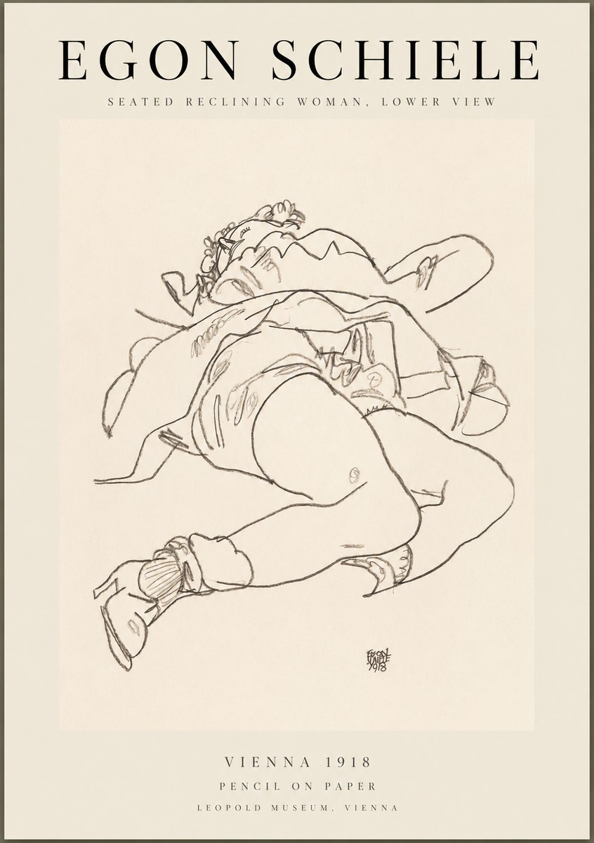 Schiele Seated Reclining Woman, Lower View No1 - Plakát