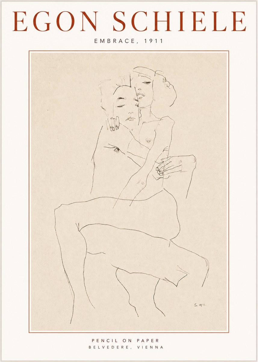 Schiele Embrace, 1911 No3 - Plakát
