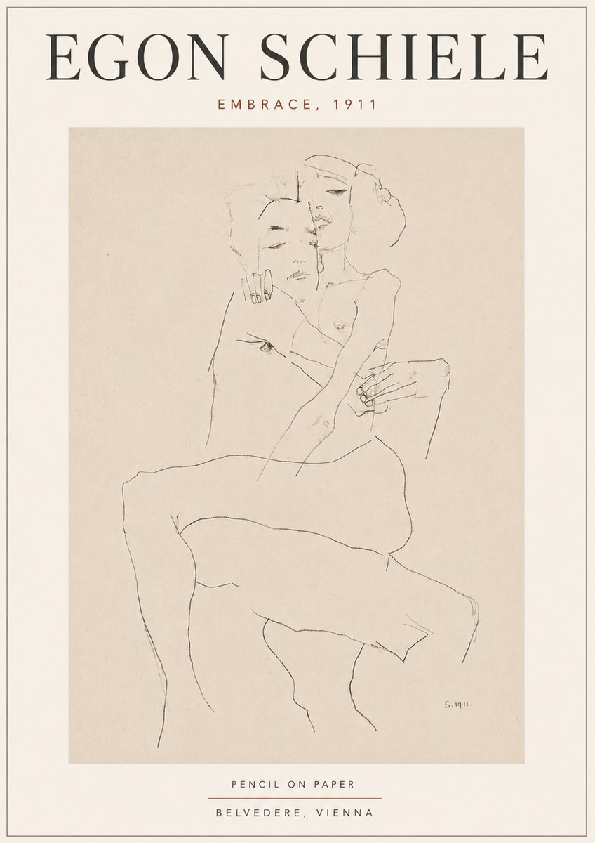 Schiele Embrace, 1911 No5 - Plakát