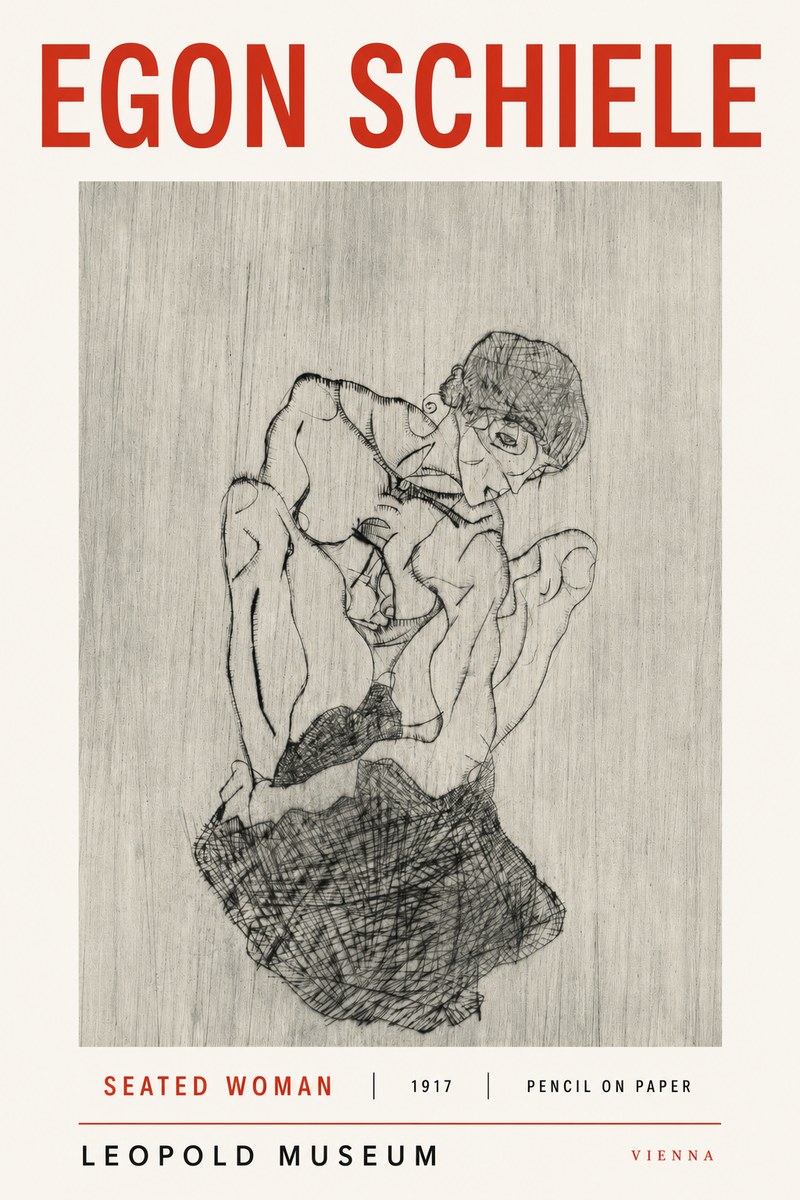 Schiele Seated Woman No3 - Plakát