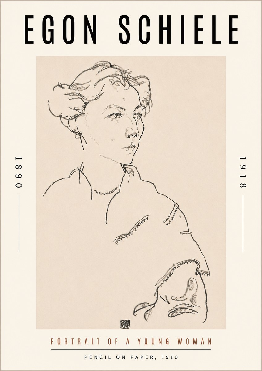 Schiele Portrait of a Young Woman No3 - Plakát