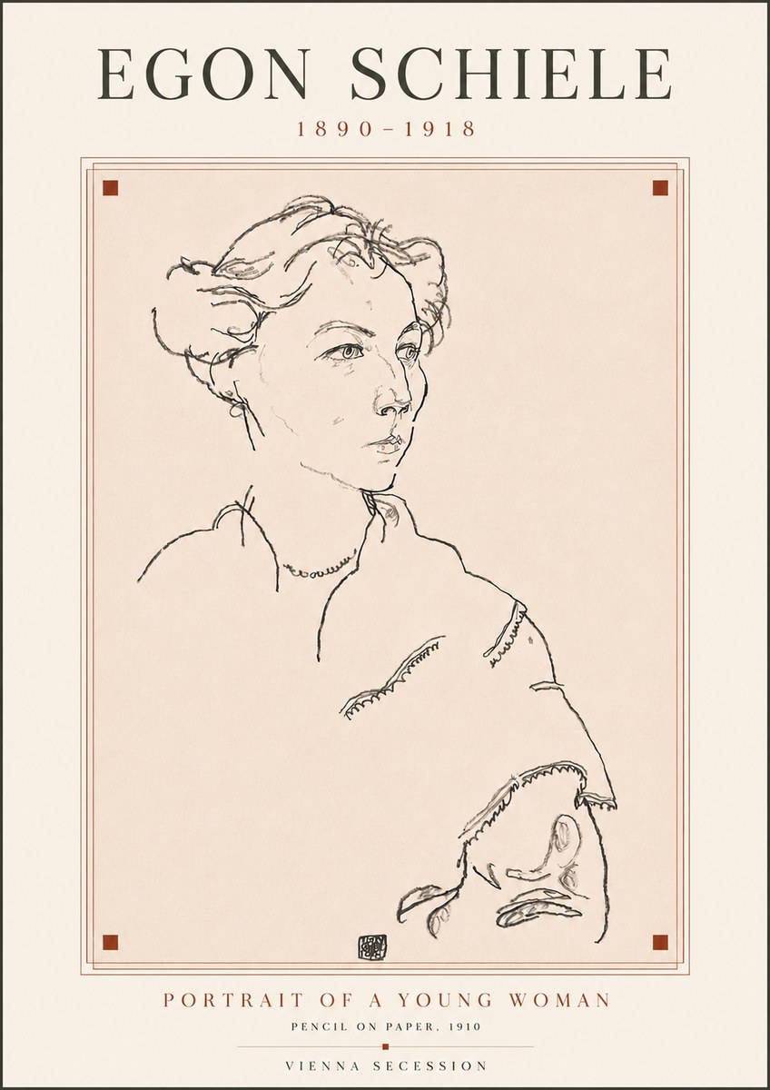 Schiele Portrait of a Young Woman No5 - Plakát