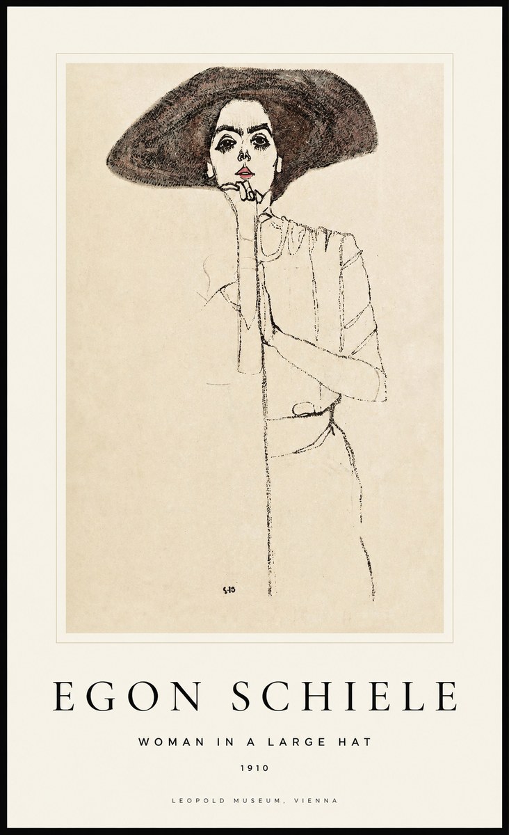 Schiele Woman in a Large Hat No1 - Plakát