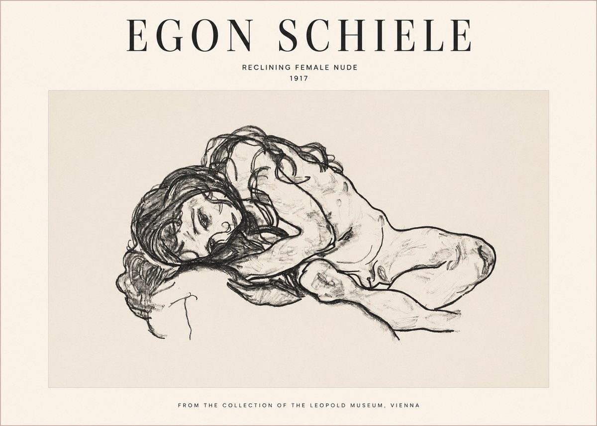 Schiele Reclining Female Nude No1 - Plakát