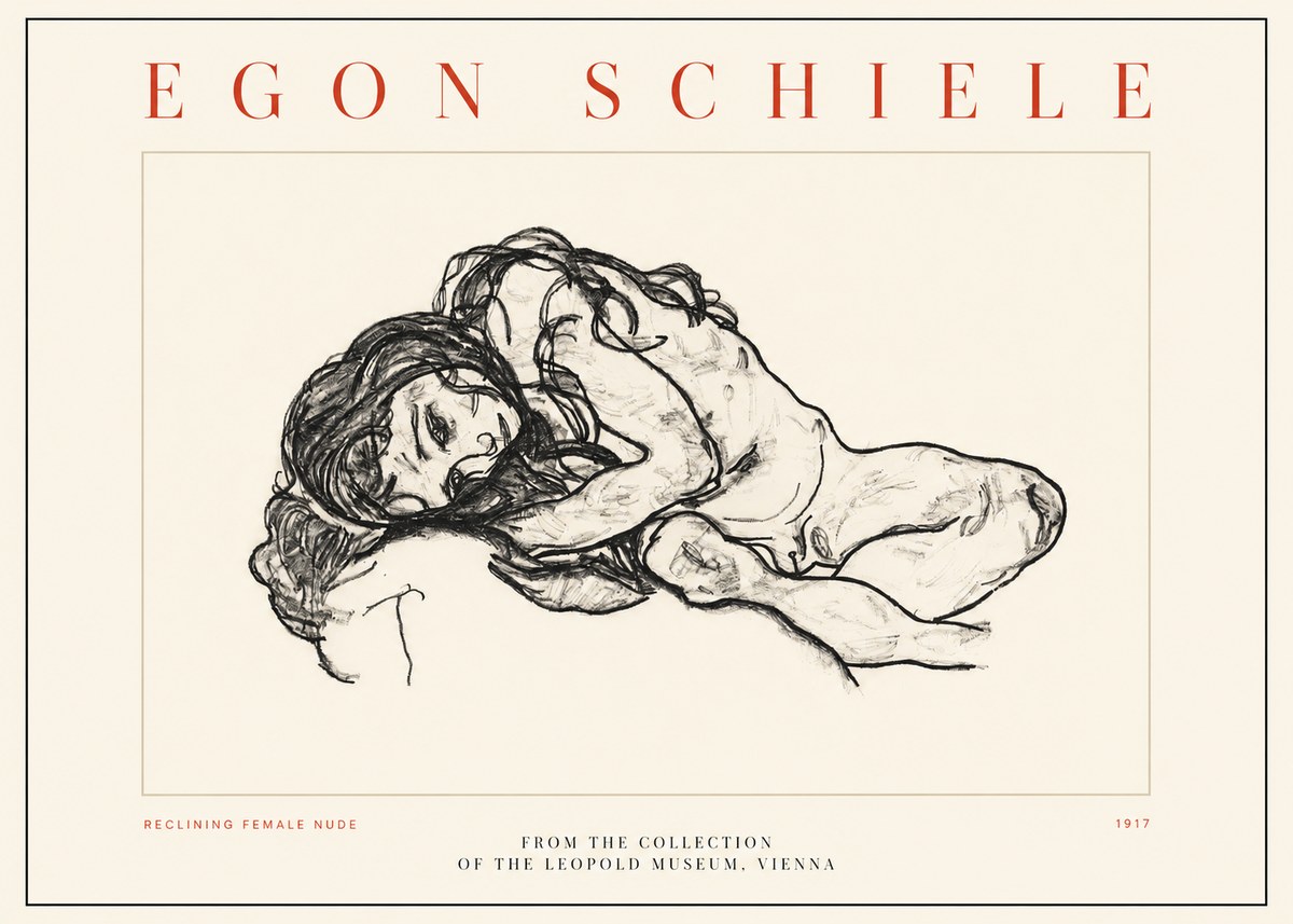 Schiele Reclining Female Nude No2 - Plakát