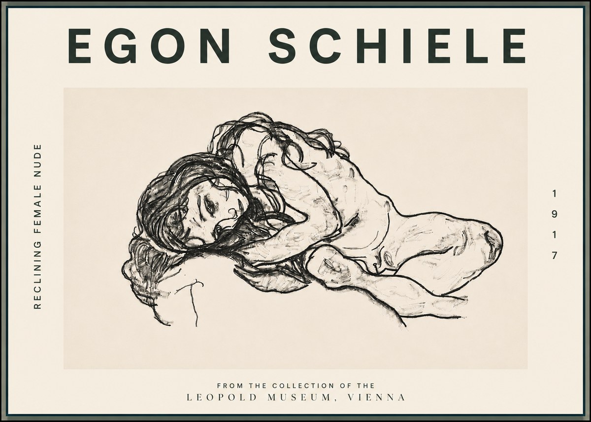 Schiele Reclining Female Nude No5 - Plakát