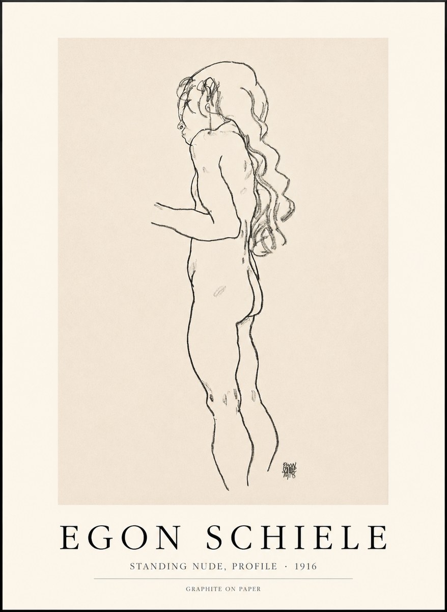 Schiele Standing Nude, Profile No1 - Plakát