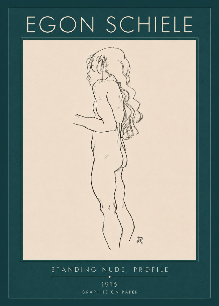 Schiele Standing Nude, Profile No4 - Plakát