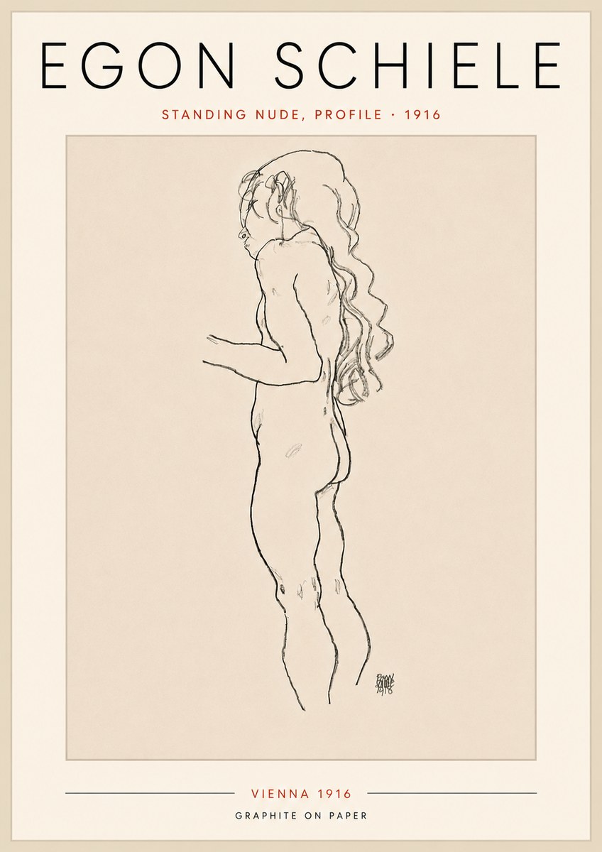 Schiele Standing Nude, Profile No5 - Plakát