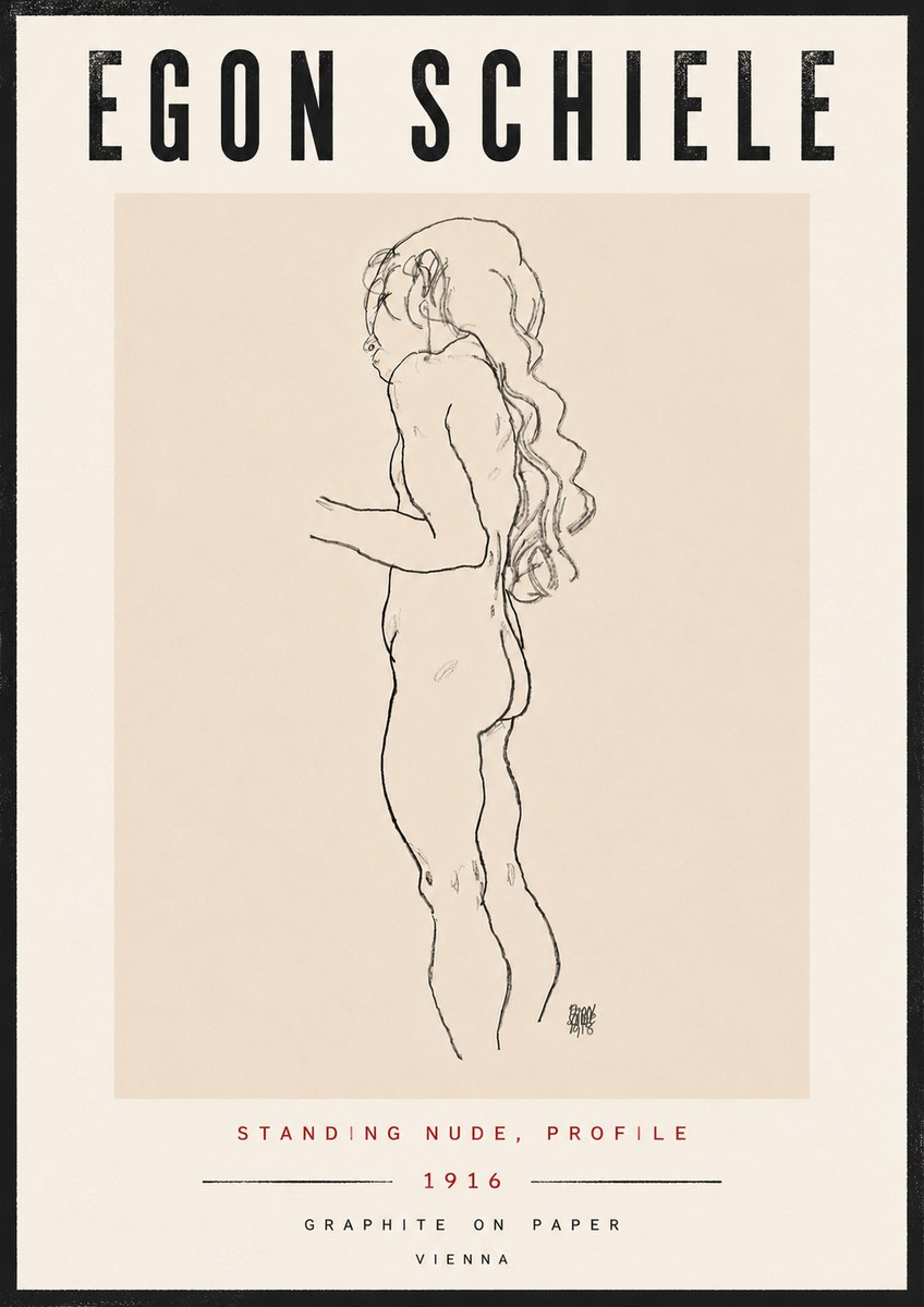 Schiele Standing Nude, Profile No6 - Plakát