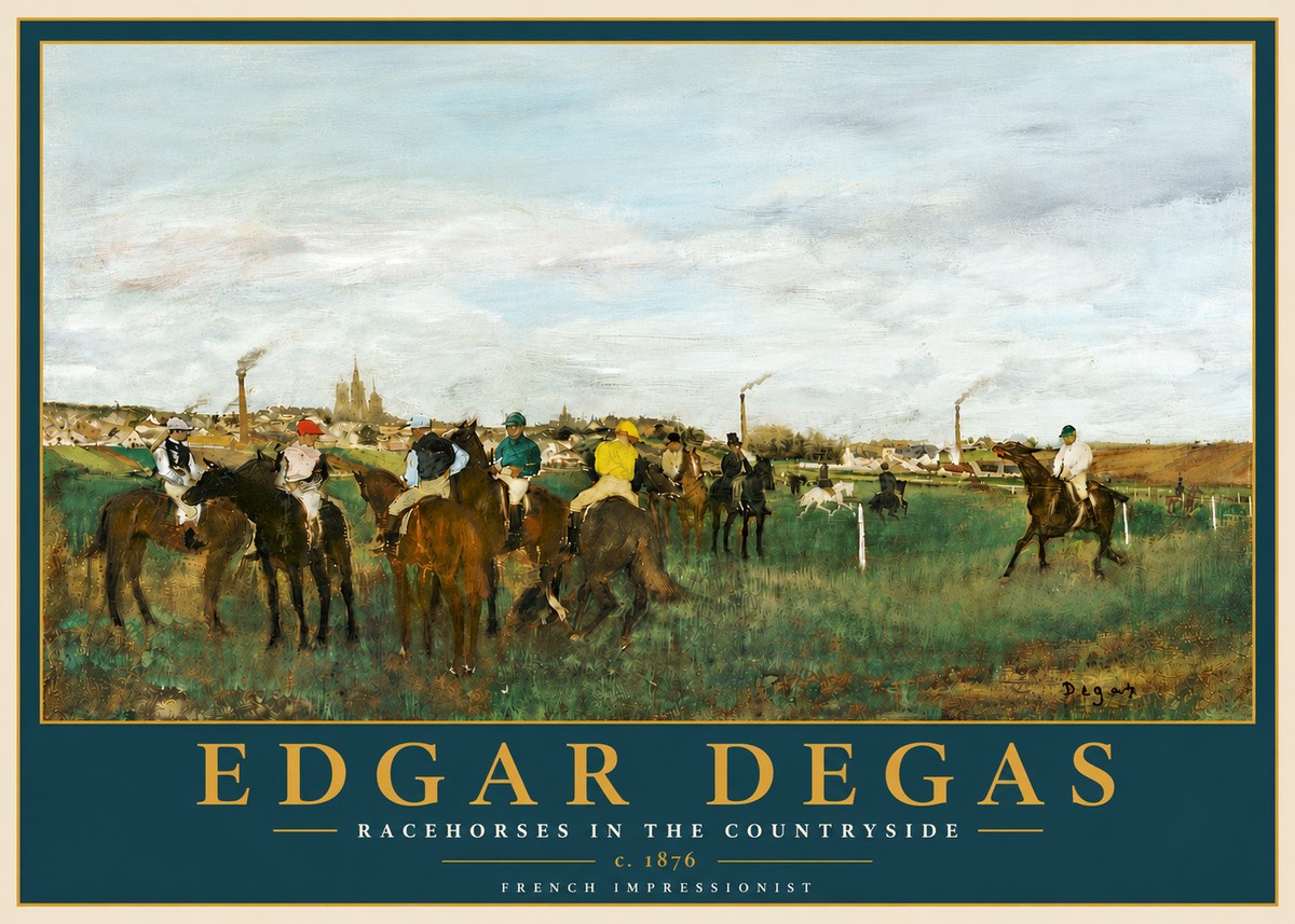 Edgar Degas Racehorses in the Countryside No6 - Plakát