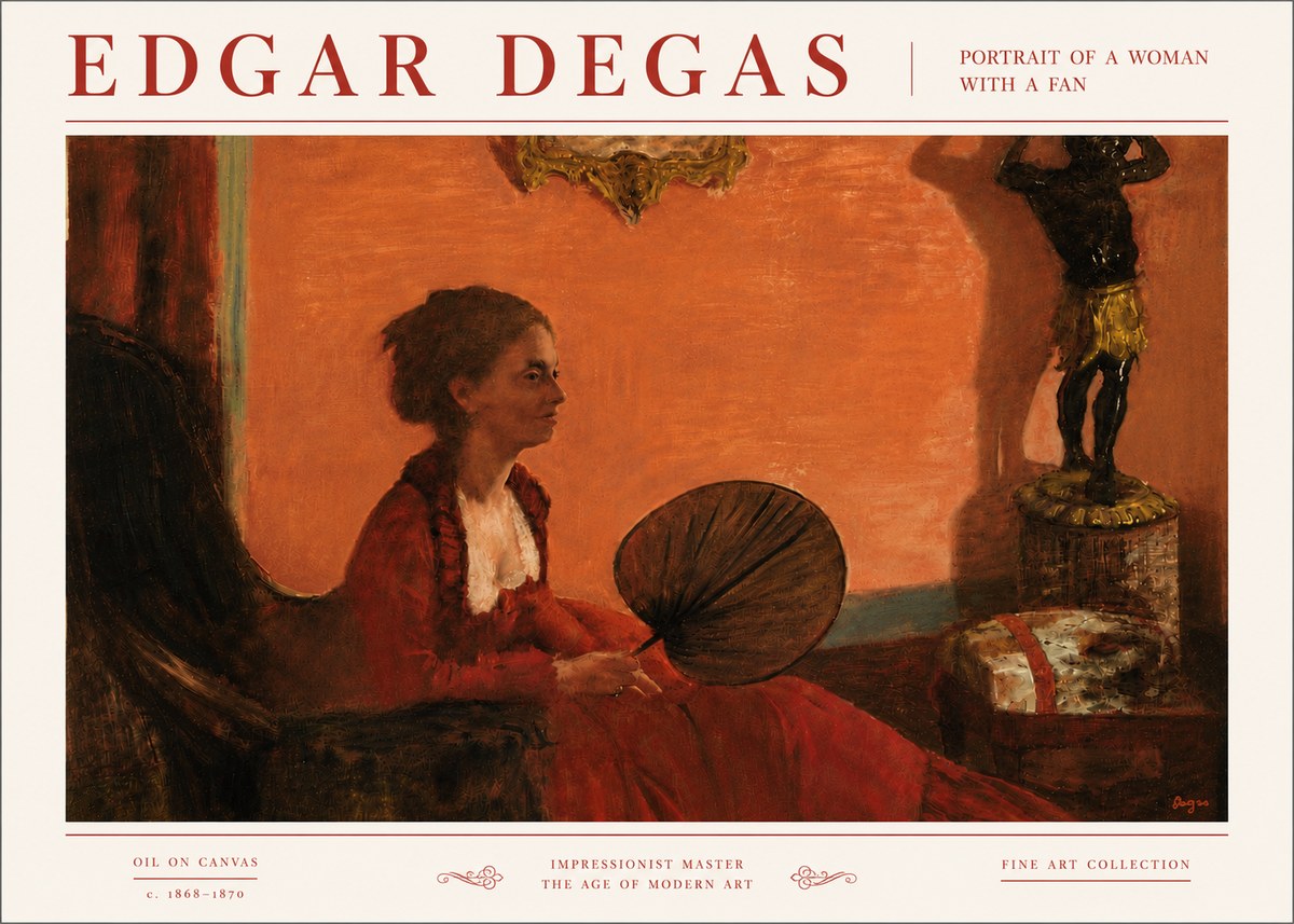 Edgar Degas Portrait of a Woman with a Fan No6 - Plakát