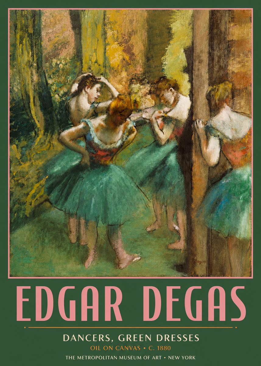 Edgar Degas Dancers, Green Dresses No2 - Plakát