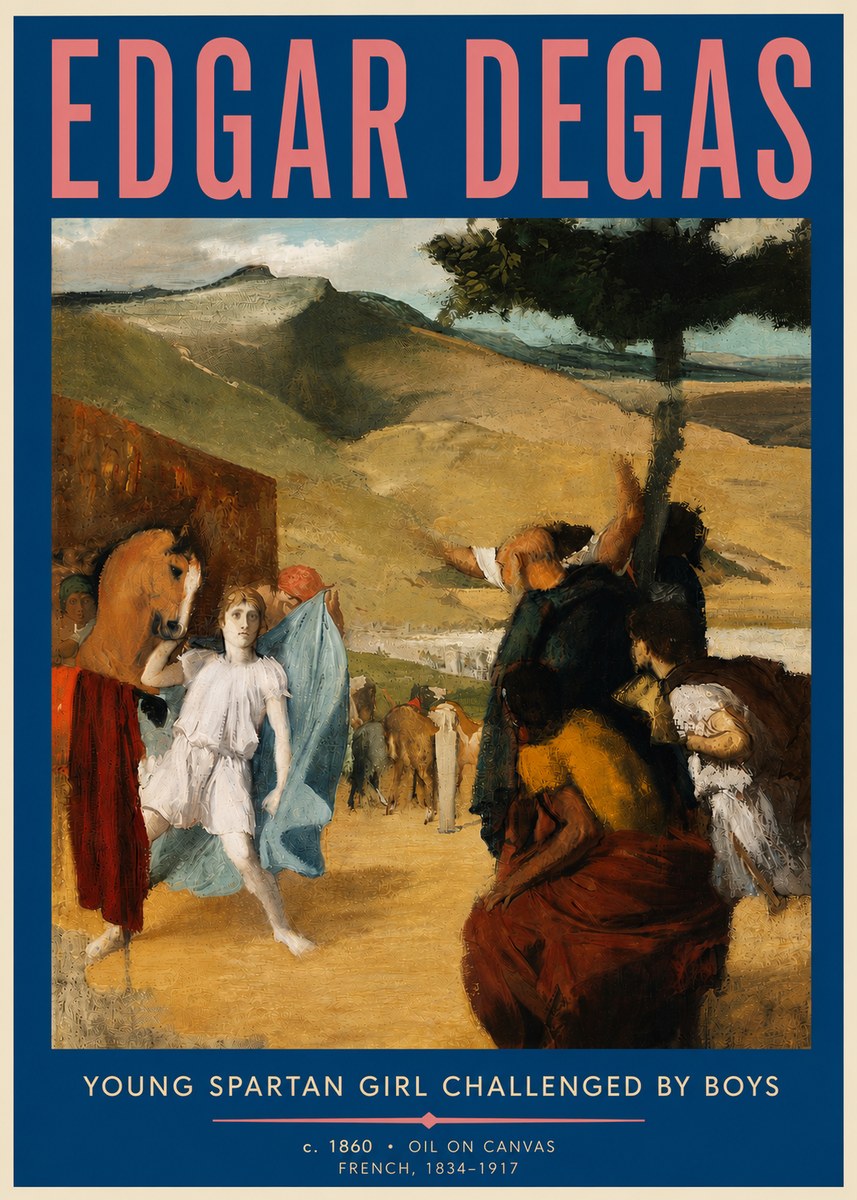 Edgar Degas Young Spartan Girl Challenged by Boys No6 - Plakát