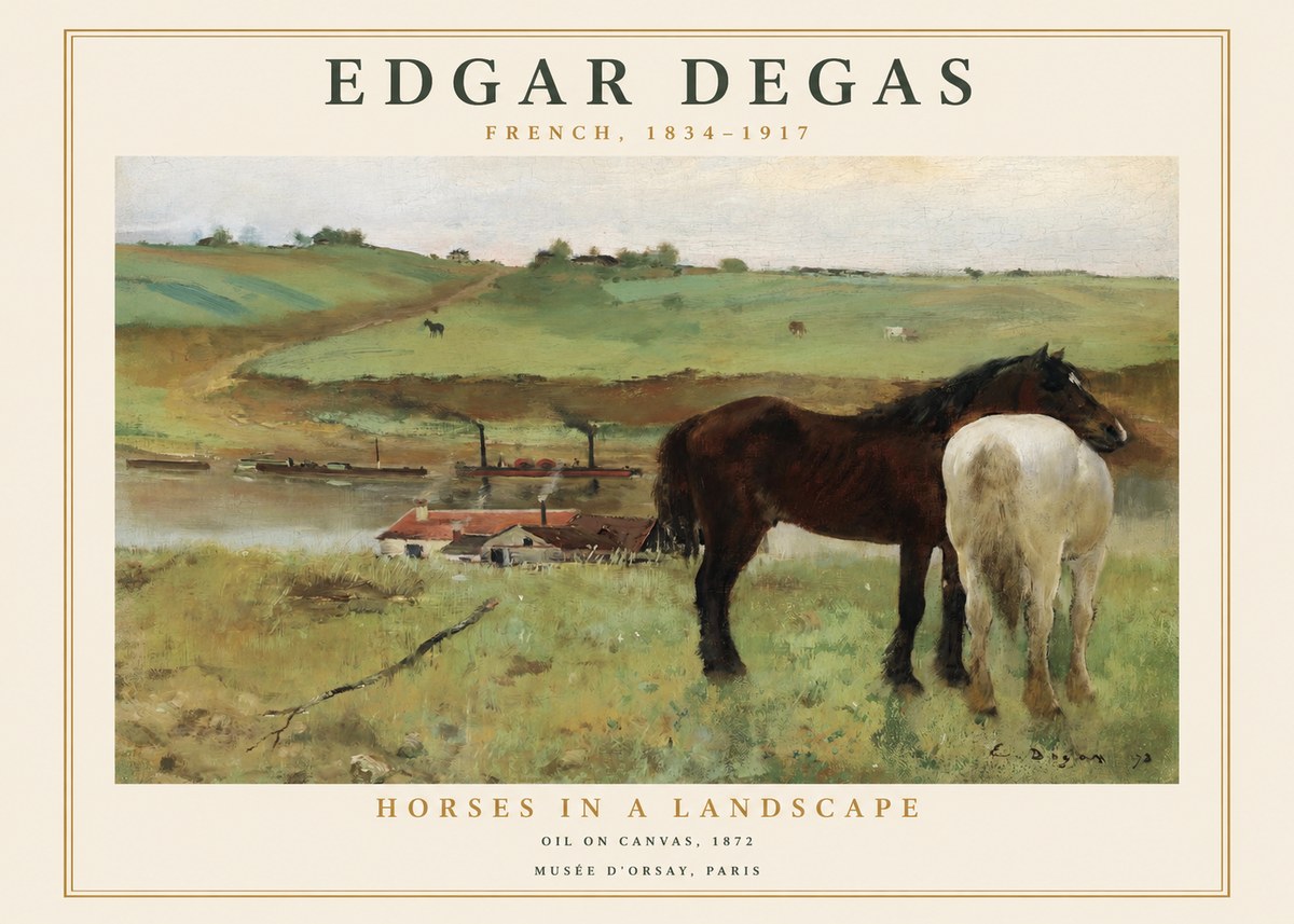 Edgar Degas Horses in a Landscape No1 - Plakát