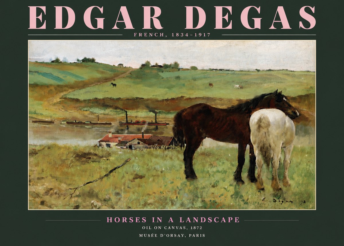 Edgar Degas Horses in a Landscape No3 - Plakát