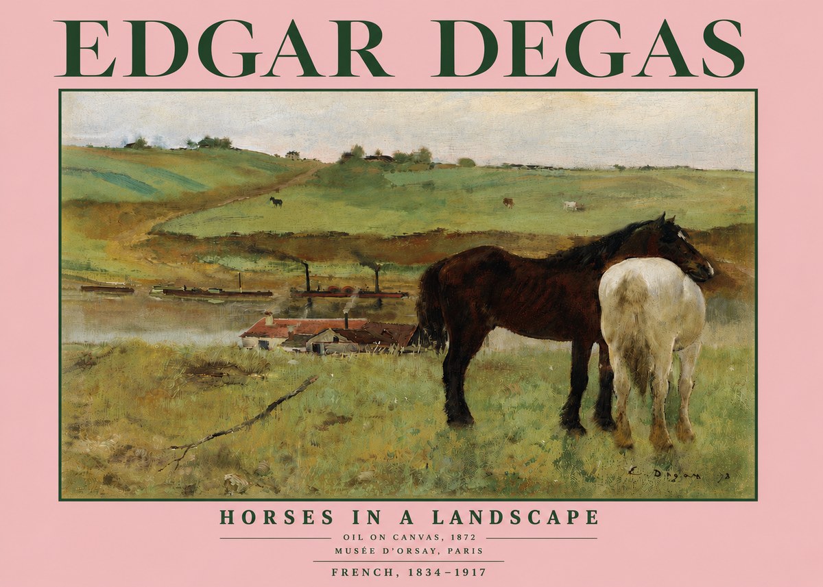 Edgar Degas Horses in a Landscape No5 - Plakát
