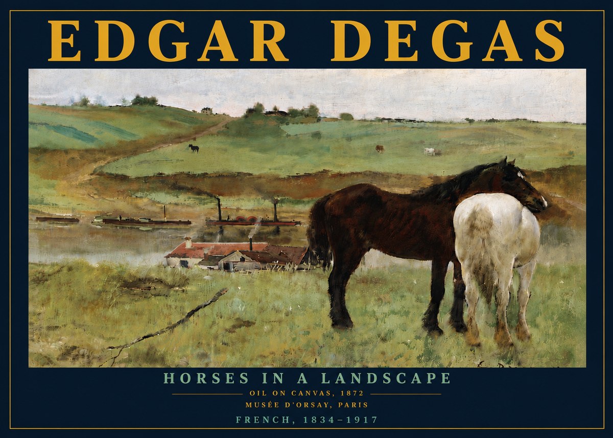 Edgar Degas Horses in a Landscape No6 - Plakát