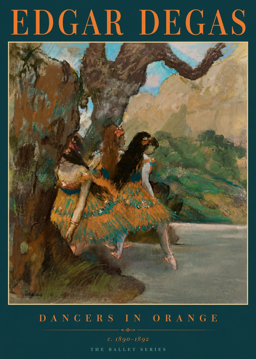 Edgar Degas Dancers in Orange No4 - Plakát