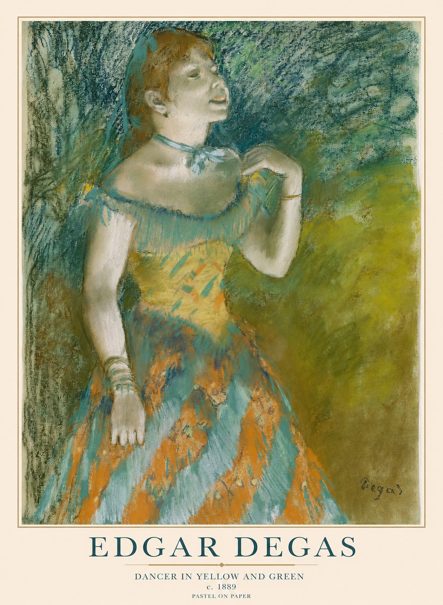Edgar Degas Dancer in Yellow and Green No1 - Plakát