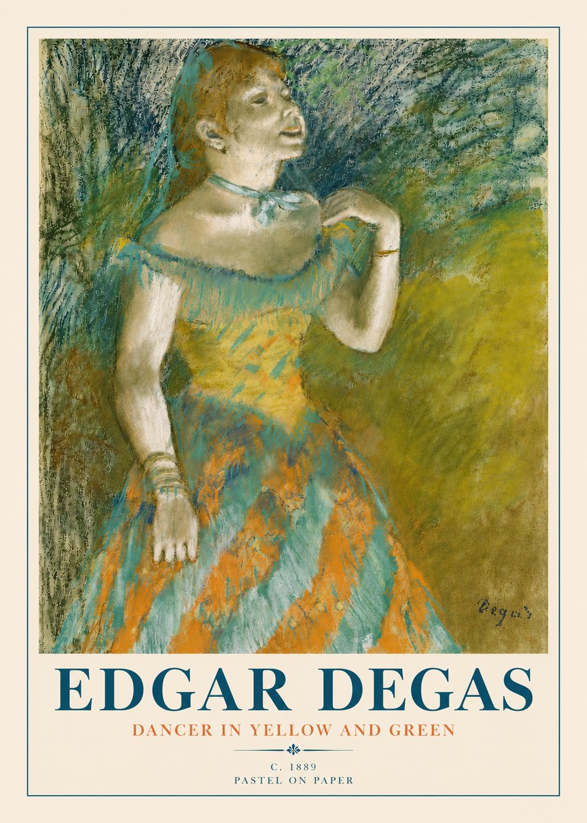Edgar Degas Dancer in Yellow and Green No4 - Plakát