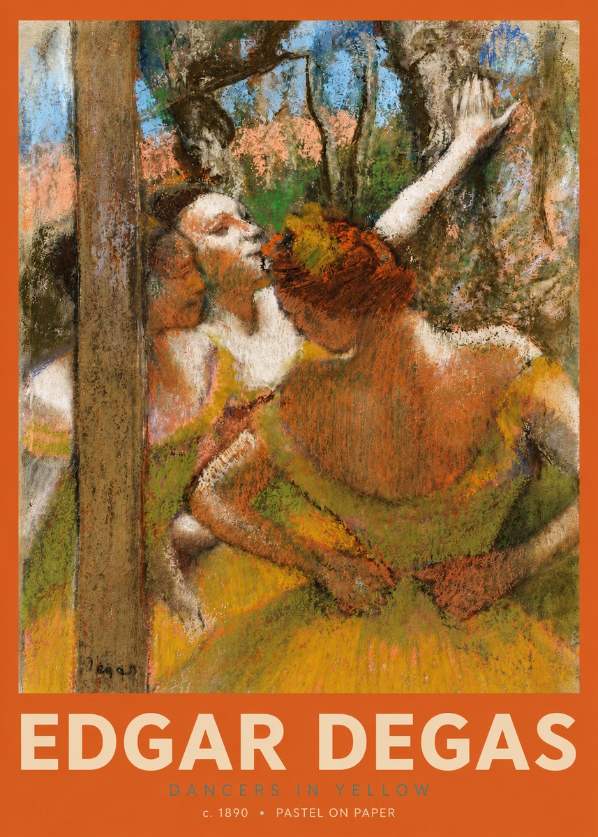 Edgar Degas Dancers in Yellow No2 - Plakát