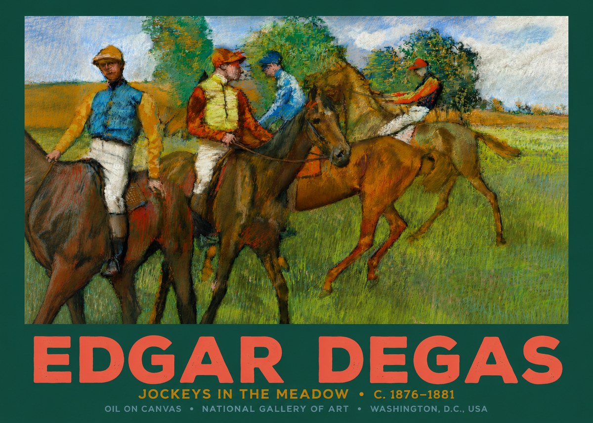 Edgar Degas Jockeys in the Meadow No2 - Plakát